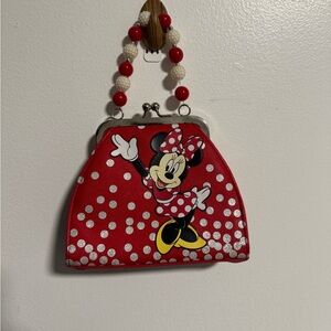 Disney Minnie Mouse Red Polka Dot Kiss Lock Purse Mini Handbag Cute Reto Style